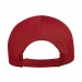 USA-made 6L Red Organic Twill baseball cap, back view, manufactured in Newark NJ