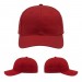 USA-made 6S Red Organic Twill baseball cap, virtual view, manufactured in Newark NJ
