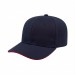 USA-made 6S Navy-Red Organic Twill baseball cap, 3q view, manufactured in Newark NJ