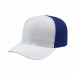 USA-made 6S White-Royal Blue Organic Twill baseball cap, 3q view, manufactured in Newark NJ
