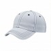 USA-made 6U White-Navy Organic Twill baseball cap, 3q view, manufactured in Newark NJ