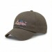 USA-made 6U Khaki Organic Twill baseball cap, decorated view, manufactured in Newark NJ
