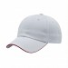 USA-made 6U White-Red Organic Twill baseball cap, 3q view, manufactured in Newark NJ