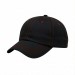 USA-made 6U Black-Red Organic Twill baseball cap, 3q view, manufactured in Newark NJ