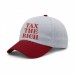 USA-made 6U White-Red Organic Twill baseball cap, decorated view, manufactured in Newark NJ