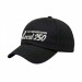 USA-made 6U Black-Purple Organic Twill baseball cap, decorated view, manufactured in Newark NJ