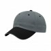 USA-made 6U Light Gray-Black Organic Twill baseball cap, 3q view, manufactured in Newark NJ