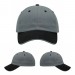 USA-made 6U Light Gray-Black Organic Twill baseball cap, virtual view, manufactured in Newark NJ