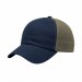 USA-made 6U Navy-Khaki Organic Twill baseball cap, 3q view, manufactured in Newark NJ