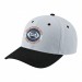 USA-made 6H White-Black Ripstop baseball cap, decorated view, manufactured in Newark NJ