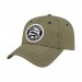USA-made 6L Khaki-Navy Ripstop baseball cap, decorated view, manufactured in Newark NJ