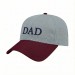 USA-made 6L Light Gray-Burgundy Ripstop baseball cap, decorated view, manufactured in Newark NJ