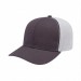 USA-made 6S Dark Gray-White Ripstop baseball cap, 3q view, manufactured in Newark NJ