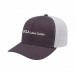 USA-made 6S Dark Gray-White Ripstop baseball cap, decorated view, manufactured in Newark NJ