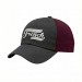 USA-made 6U Dark Gray-Burgundy Ripstop baseball cap, decorated view, manufactured in Newark NJ
