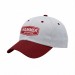 USA-made 6U White-Red Ripstop baseball cap, decorated view, manufactured in Newark NJ