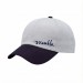 USA-made 6U White-Navy Ripstop baseball cap, decorated view, manufactured in Newark NJ
