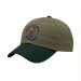 USA-made 6U Khaki-Hunter Green Ripstop baseball cap, decorated view, manufactured in Newark NJ