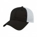 USA-made 6L Black-White Chino baseball cap, 3q view, manufactured in Newark NJ