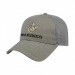USA-made 6L Light Gray Chino baseball cap, decorated view, manufactured in Newark NJ