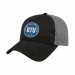 USA-made 6L Black-Light Gray Chino baseball cap, decorated view, manufactured in Newark NJ