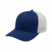 USA-made 6S Royal Blue-White Chino baseball cap, 3q view, manufactured in Newark NJ