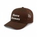 USA-made 6S Brown Chino baseball cap, decorated view, manufactured in Newark NJ
