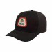 USA-made 6S Black Chino baseball cap, decorated view, manufactured in Newark NJ