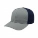 USA-made 6S Light Gray-Navy Chino baseball cap, 3q view, manufactured in Newark NJ