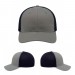 USA-made 6S Light Gray-Navy Chino baseball cap, virtual view, manufactured in Newark NJ