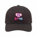 USA-made 6S Dark Gray Chino baseball cap, decorated view, manufactured in Newark NJ