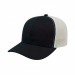 USA-made 6S Black-White Chino baseball cap, 3q view, manufactured in Newark NJ