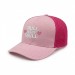 USA-made 6S Pink Chino baseball cap, decorated view, manufactured in Newark NJ
