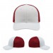 USA-made 6S White-Red Chino baseball cap, virtual view, manufactured in Newark NJ