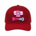 USA-made 6S Red Chino baseball cap, decorated view, manufactured in Newark NJ