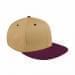 Khaki Flat Brim High Crown-Burgundy Visor, Eyelets