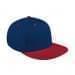 Navy Flat Brim High Crown-Red Visor, Eyelets