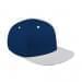 Navy Flat Brim High Crown-White Visor, Eyelets