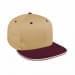 Khaki Flat Brim High Crown-Burgundy Visor, Eyelets