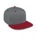 Light Gray Flat Brim High Crown-Red Visor, Eyelets