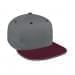 Light Gray Flat Brim High Crown-Burgundy Visor, Eyelets