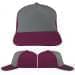 USA Made Light Gray-Burgundy Flat Brim High Crown Cap