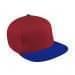 Red Flat Brim High Crown-Royal Blue Button, Visor