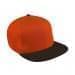 Orange Flat Brim High Crown-Black Button, Visor