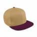 Khaki Flat Brim High Crown-Burgundy Button, Visor