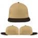 USA Made Khaki-Black Flat Brim High Crown Cap