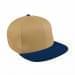 Khaki Flat Brim High Crown-Navy Button, Visor