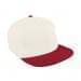 White Flat Brim High Crown-Red Button, Visor