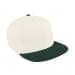 White Flat Brim High Crown-Hunter Green Button, Visor