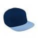 Navy Flat Brim High Crown-Light Blue Button, Visor